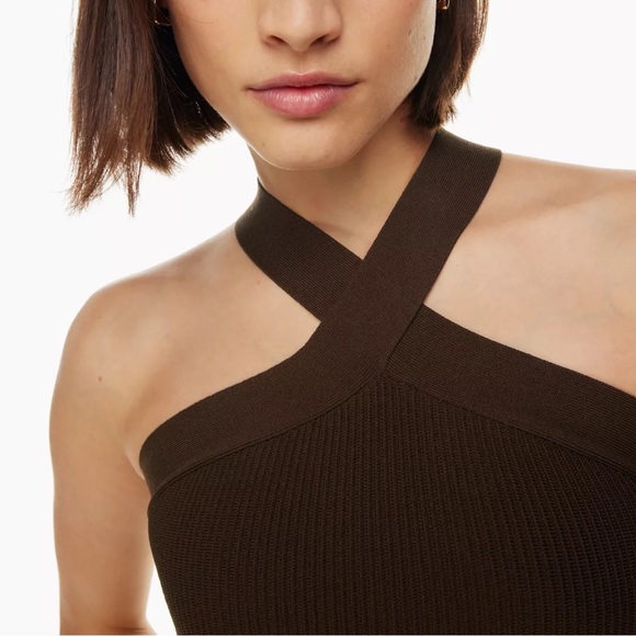 Aritzia Babaton Sculpt Knit Criss Cross Dress in Coffee Bean XS - Picture 3 of 6